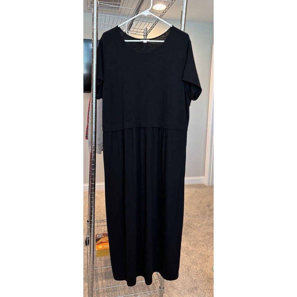 J. Jill Black Short Sleeve Casual Comfortable Midi Dress Womens Size XL